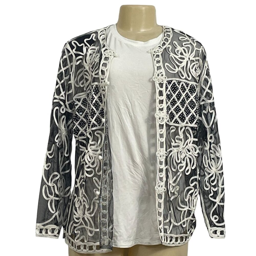 Jeannie Women's Black & White Blouson Jacket Sz XXL - NWT